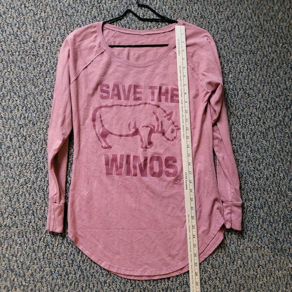 Funny Save the Winos Long Sleeve Graphic Tee Shirt Size Medium Wine Theme Tee - Picture 5 of 7